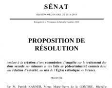 Proposition de résolution pour une commission d’enquête sur le traitement des abus sexuels au sein de l’Église catholique, en France