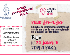 La Famille Missionnaire Notre-Dame participera à la Marche pour la vie