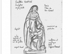 Sculpture d’une statue de “Marie qui garde les prêtres”