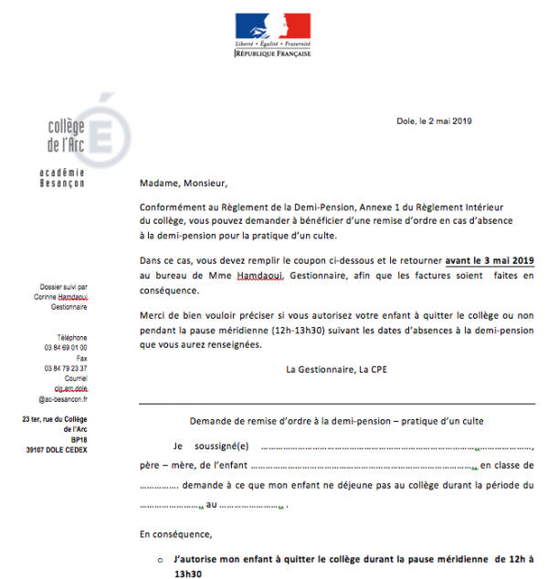 lettre autorisation absence