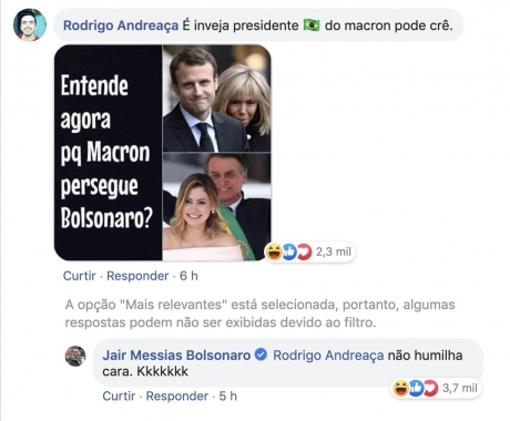 “Insultes” de Bolsonaro envers Brigitte Macron : c’était un faux compte et donc une fausse nouvelle [ADD.]