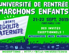 L’Université de rentrée de Marchons Enfants ! aura lieu dans les Yvelines, près de Versailles