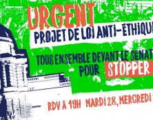 La Manif Pour Tous et les associations de Marchons Enfants poursuivent leur mobilisation contre le projet de loi ni bio ni éthique devant le Sénat