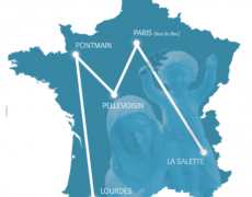 Du 2 juin au 13 septembre : le M de Marie dessinera un M sur la France, en passant par les 5 lieux d’apparition de la Sainte Vierge