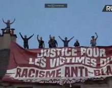 Face au racisme des pro-Traoré,  de courageux militants dressent une banderole contre le racisme anti-blanc