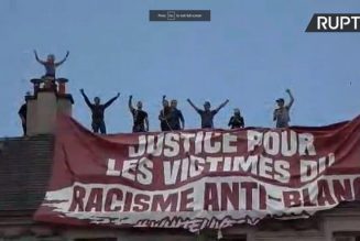 Face au racisme des pro-Traoré,  de courageux militants dressent une banderole contre le racisme anti-blanc