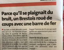 Tabassé à coups de barre de fer pour avoir demandé le silence