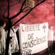 Manifestation provie à Lyon, pour dénoncer la suppression de la clause de conscience des médecins