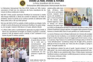 Défense de Summorum Pontificum : déclaration dans la presse de la Fédération Internationale Una Voce
