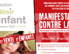 Manifestation contre le salon « Désir d’enfant » qui promeut la GPA