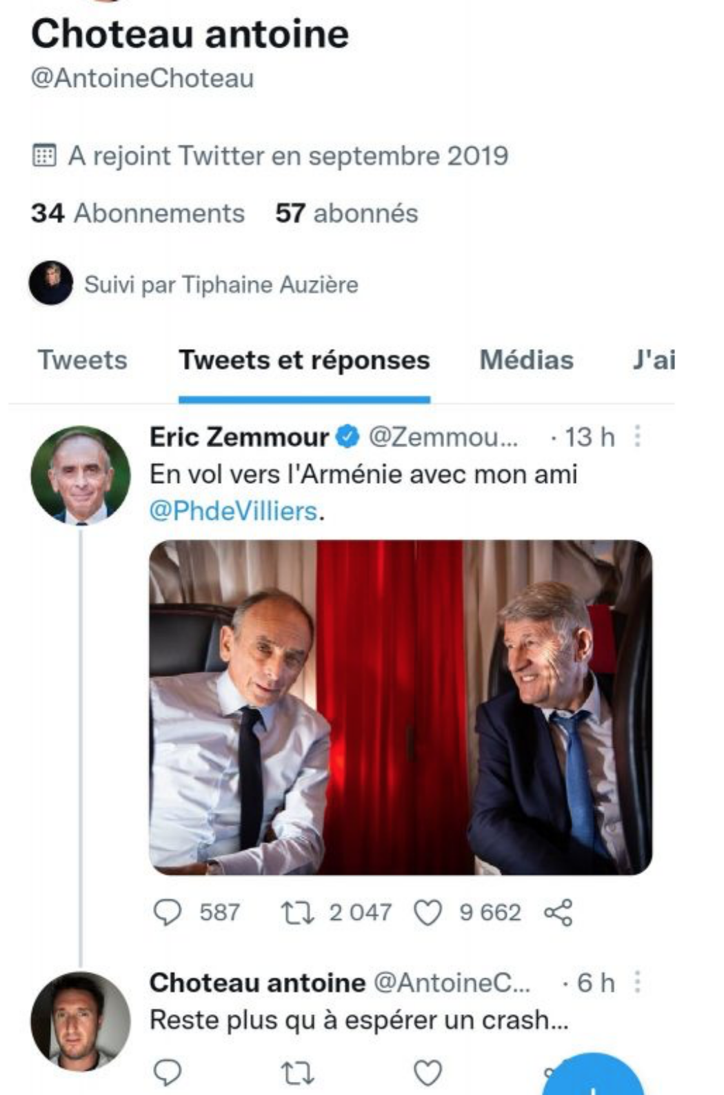 Antoine Choteau, gendre de Macron, espère que l’avion d’Eric Zemmour se crashe