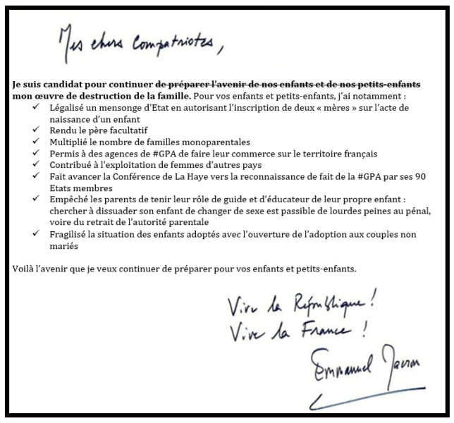 Traduction de la lettre d’Emmanuel Macron