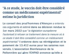 La Justice ordonne la réintégration d’une infirmière ayant refusé la “vaccination”