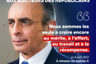 Eric Zemmour aux électeurs LR : “Votre droite est ma droite. Votre France est ma France. Votre espérance est mon espérance”