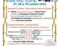 7-9 octobre : Week-end Marial au Sanctuaire Notre-Dame du Roncier (56)