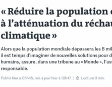 « Exterminer une partie de la population contribuerait à l’atténuation du réchauffement climatique »