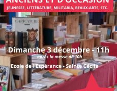 3 décembre : vente de livres d’occasion à L’Espérance