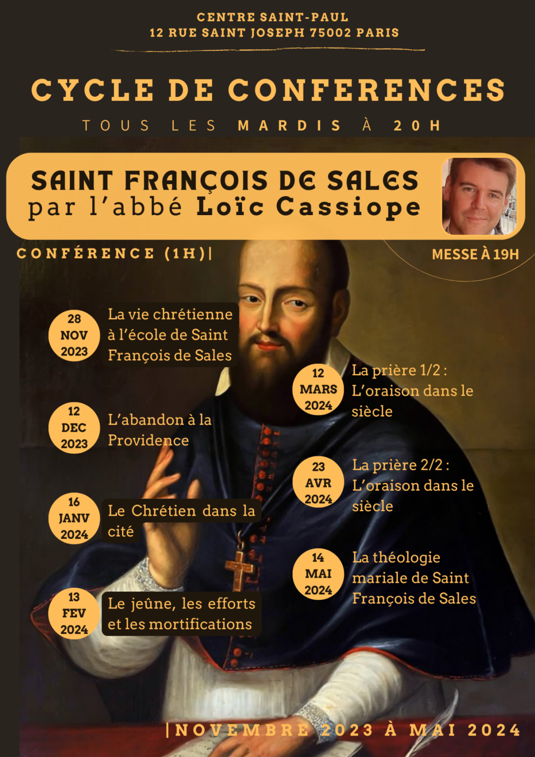 Cycle de conférences sur saint François de Sales au Centre Saint-Paul