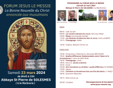 23 mars : Forum Jésus le Messie à l’abbaye de SOLESMES