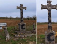 Un calvaire en Dordogne tagué par l’inscription « islam » et un croissant de lune