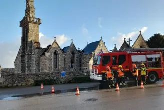 L’église Notre-Dame, à Bringolo dans les Côtes d’Armor, ravagée par un incendie