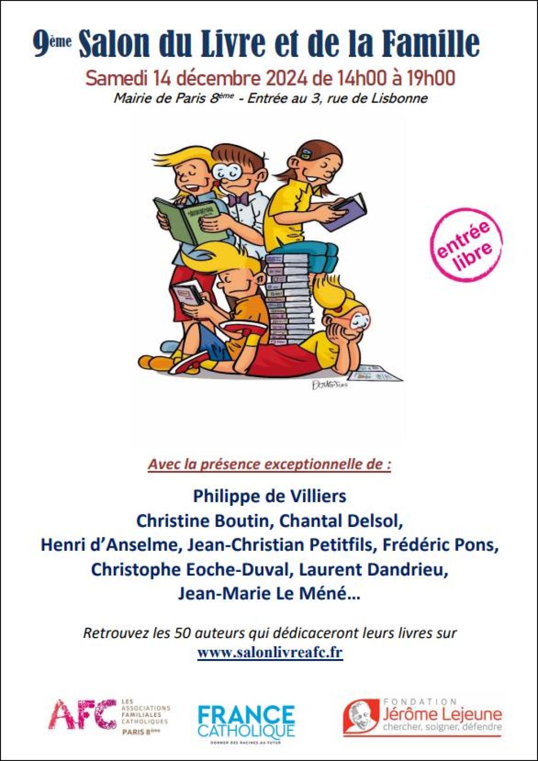 9ème Salon du Livre et de la Famille samedi 14 décembre de 14h à 19h à la Mairie de Paris 8ème