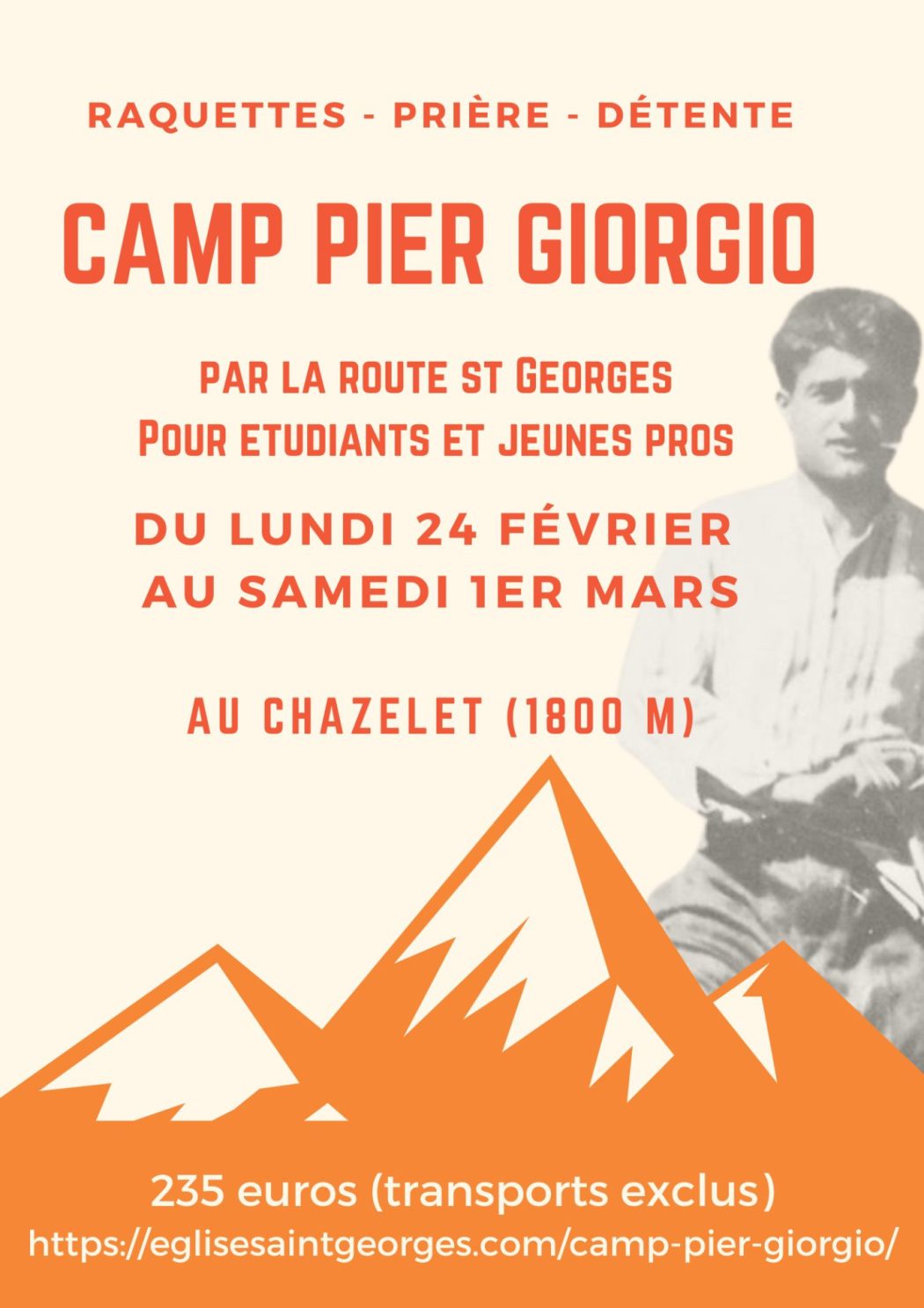 Il reste quelques places d’hommes pour le camp Pier Giorgio