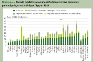 Le taux de suicide encore en hausse. Chez les jeunes, le suicide constitue la deuxième cause de mortalité