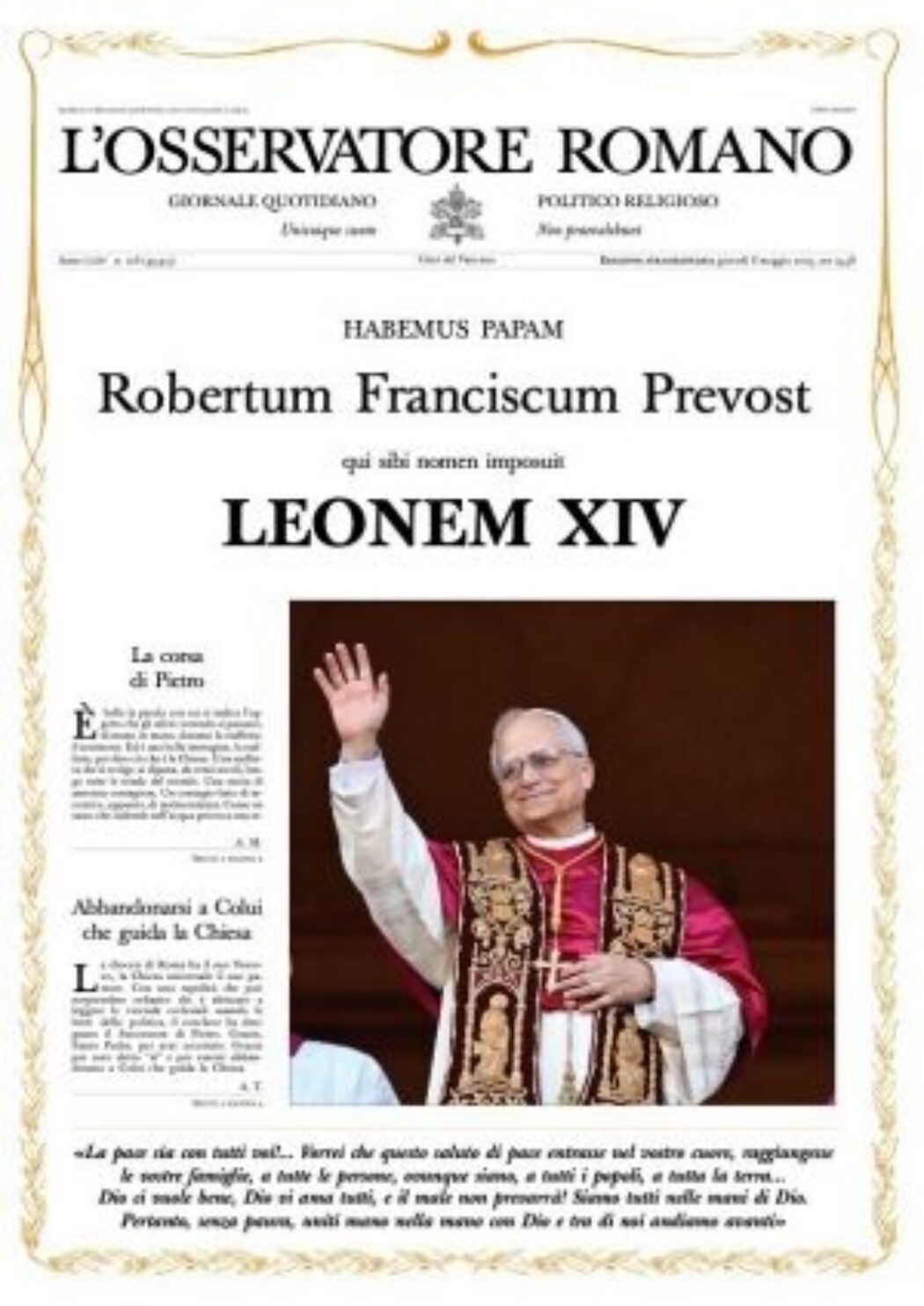 “Dieu nous aime, Dieu vous aime tous, et le mal ne prévaudra pas ! Nous sommes tous entre les mains de Dieu”