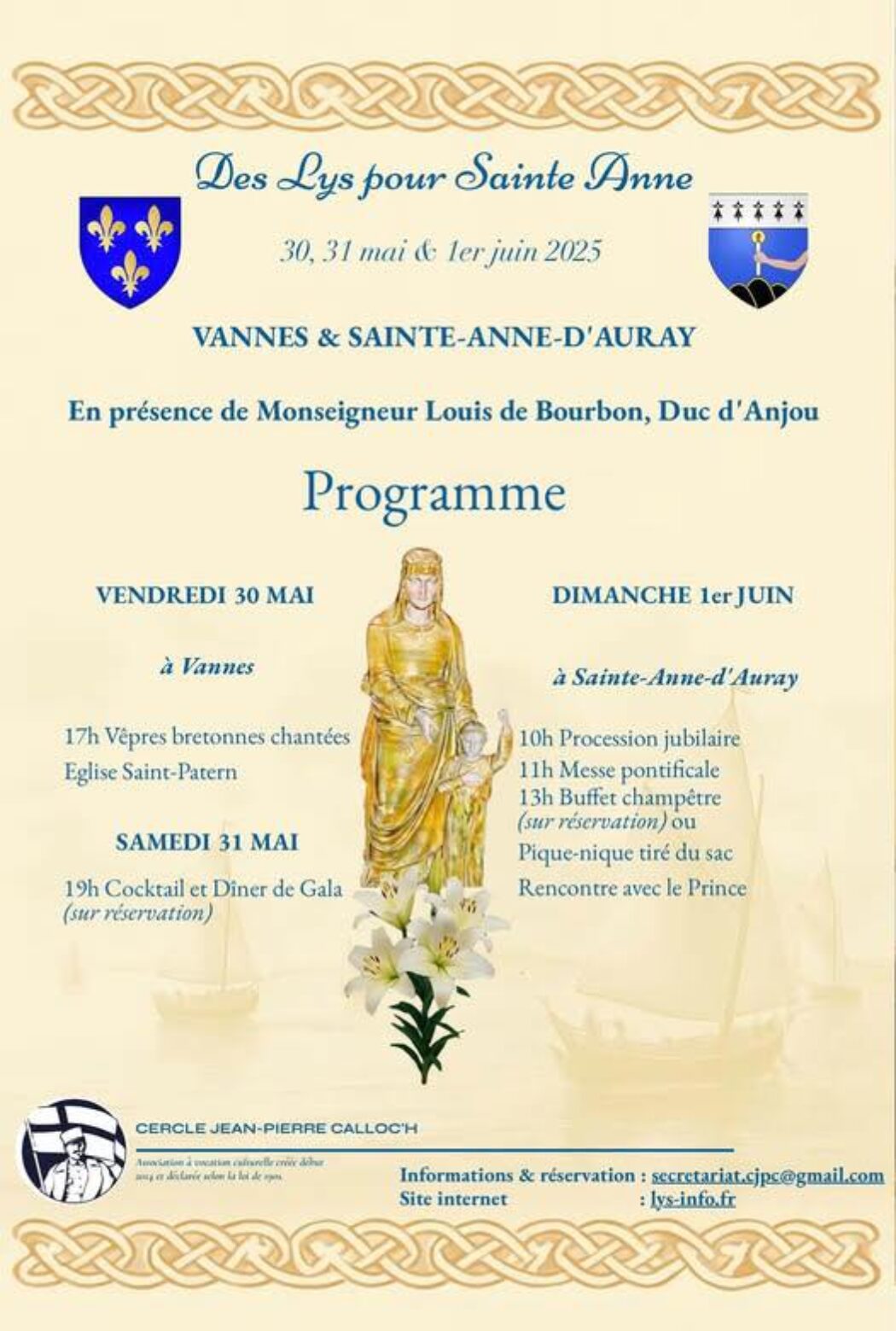 Des Lys pour Sainte Anne : du 30 mai au 1er juin, venez célébrer le 400e anniversaire des apparitions de Sainte Anne en Bretagne