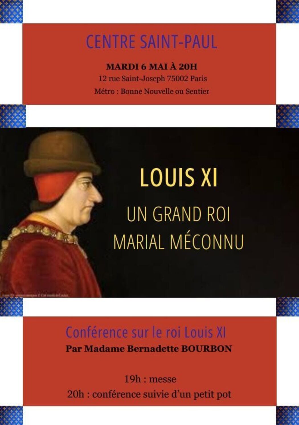 Dernière minute: conférence sur Louis XI au Centre Saint-Paul demain