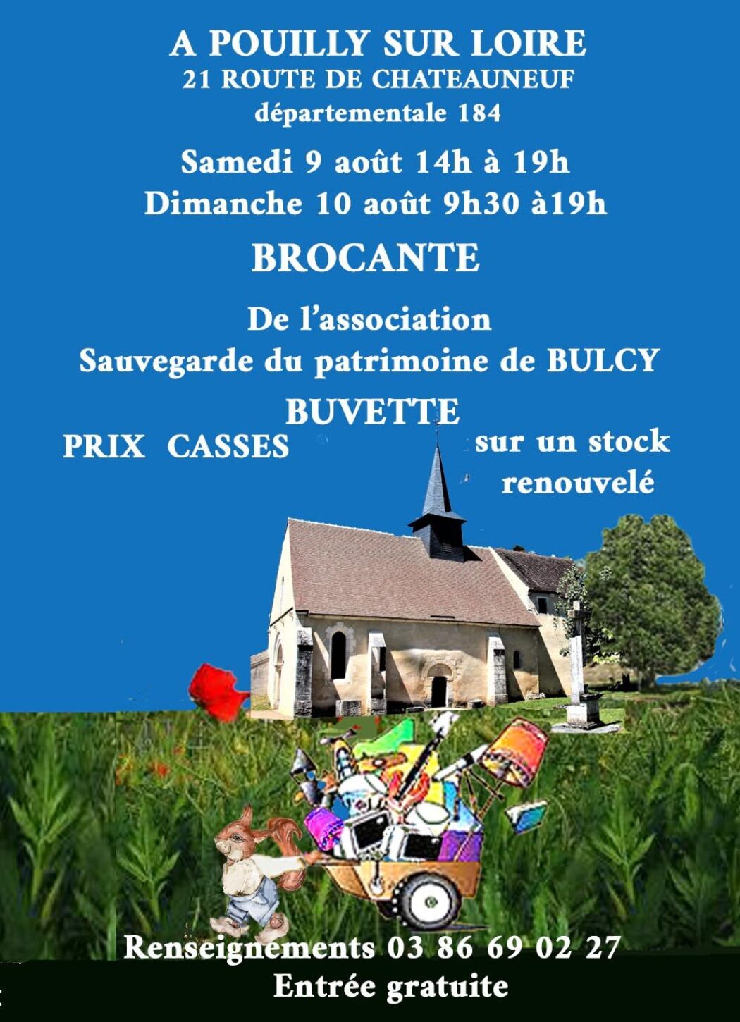 9-10 août : brocante de l’association Sauvegarde du patrimoine de Bulcy (58)