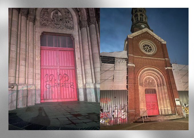 Lille : l’église Saint Pierre Saint Paul taguée avec l’inscription « 10/09 CHARGEZ »