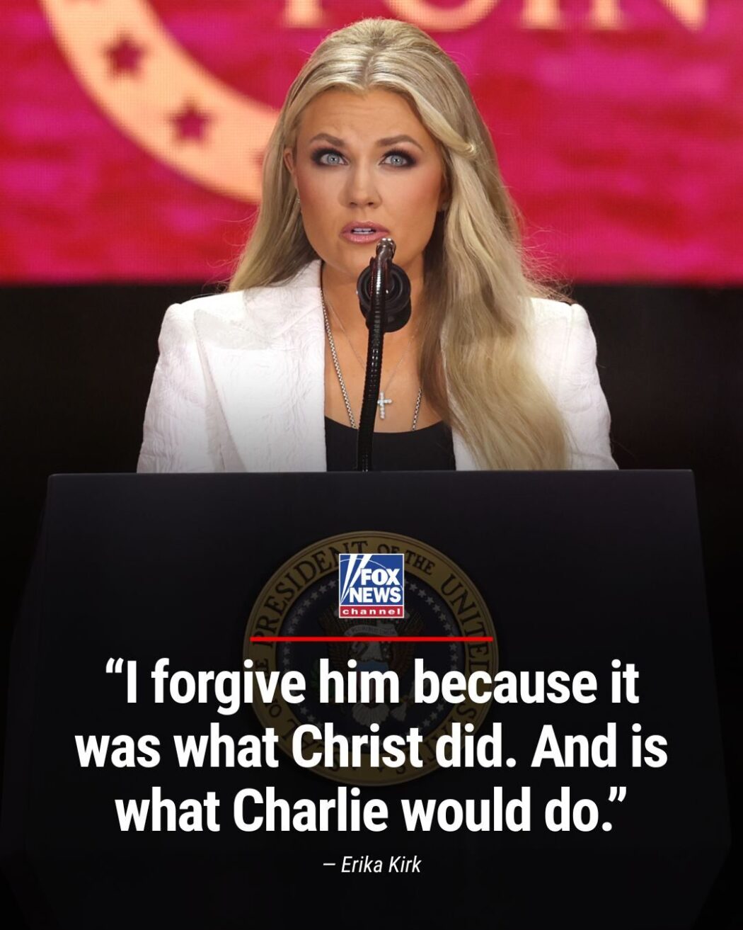 Discours d’Erika Kirk, veuve de Charlie Kirk : “je pardonne” au tueur