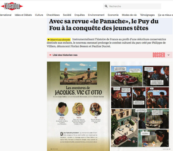 Libé fait la pub de la revue du Puy du Fou pour les jeunes : Le Panache