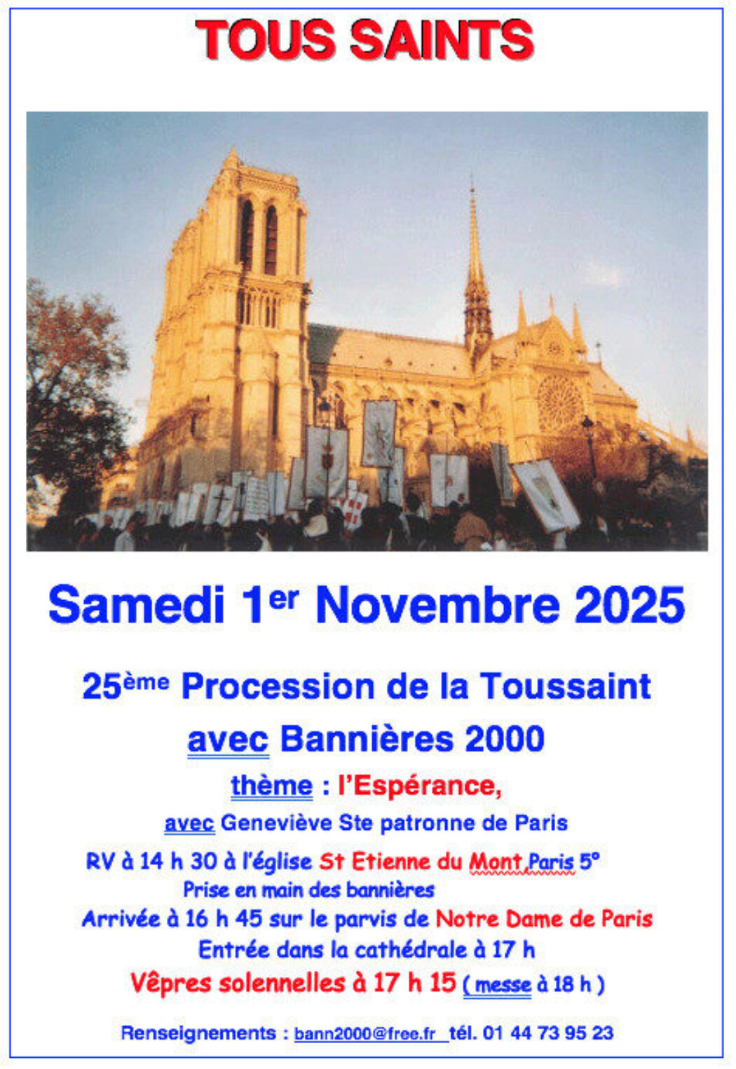 25e procession de la Toussaint avec Bannières 2000 à Paris