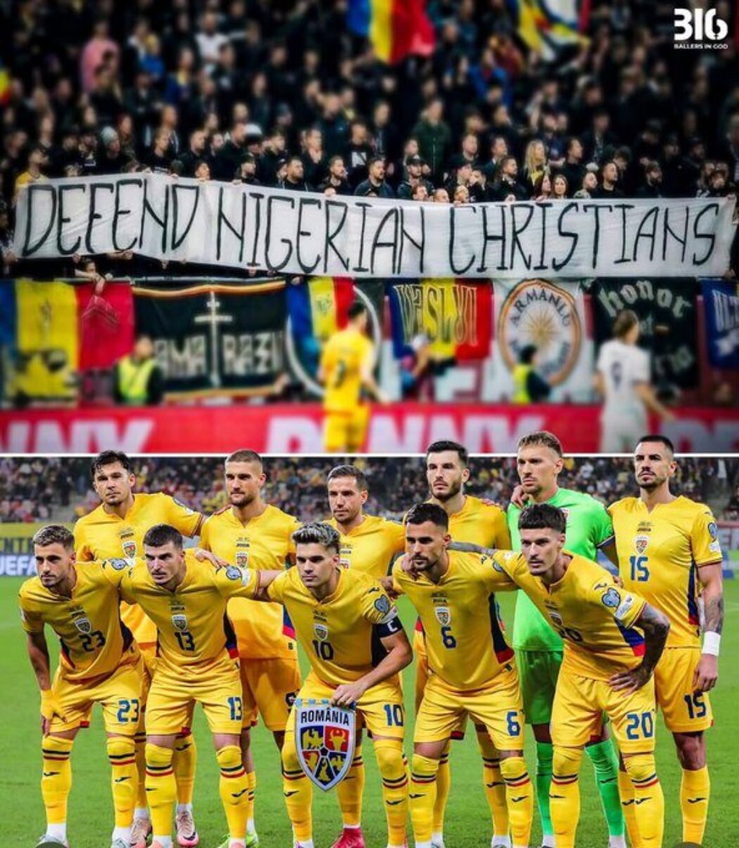 Des supporters roumains de football arborent une banderole « Défendons les chrétiens nigérians »