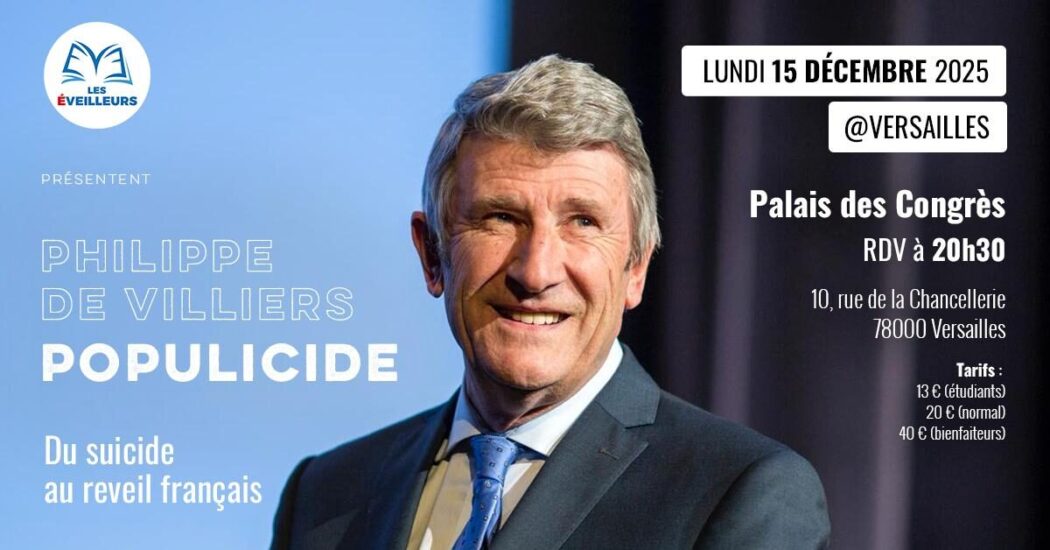 Philippe de Villiers à Versailles le 15 décembre : il reste quelques places
