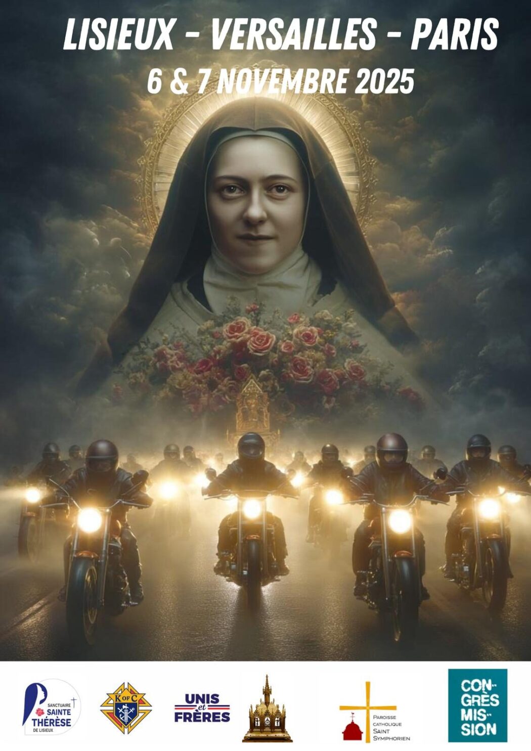 Des motards pour escorter le transfert des reliques de sainte Thérèse de Lisieux vers Versailles puis Paris