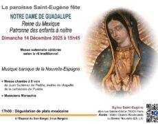 Dimanche 14 décembre : Fête de Notre Dame de Guadalupe  en l’église Saint-Eugène à Paris
