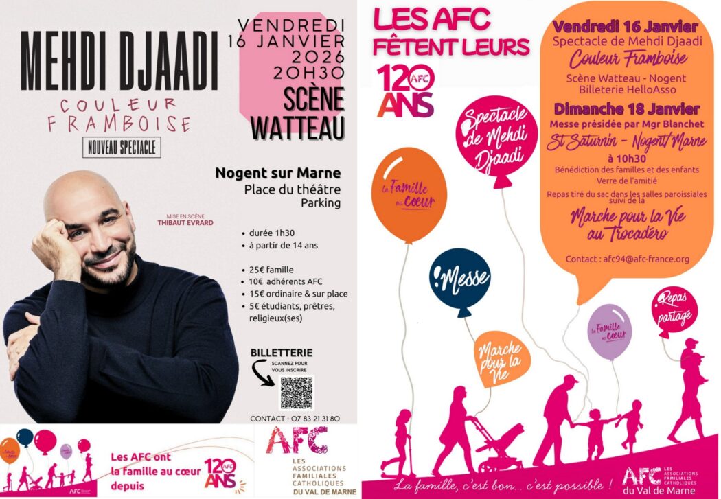 Les AFC du Val de Marne vous invitent à deux jours de fête, théâtre, messe, repas.. pour célébrer 120 ans au service de la famille