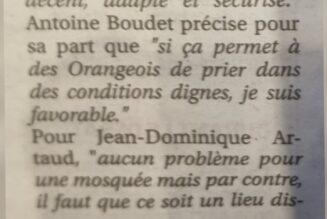 Le R.N d’Orange, favorable à la construction d’une mosquée