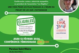 Conférence-témoignage de Louis Bouffard, co-président des Eligibles, sur la proposition de loi sur “l’aide à mourir” à St Hilaire le 12 février
