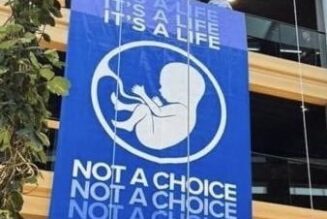 Une affiche pro-vie au sein du Parlement européen