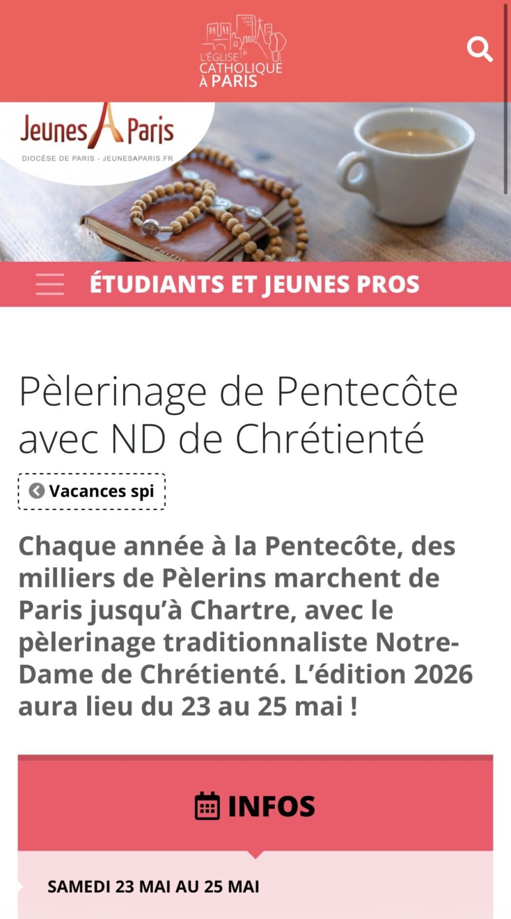 Le diocèse de Paris annonce le pèlerinage Notre-Dame de Chrétienté
