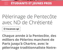Le diocèse de Paris annonce le pèlerinage Notre-Dame de Chrétienté