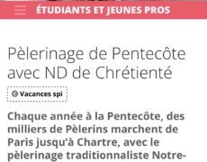 Le diocèse de Paris annonce le pèlerinage Notre-Dame de Chrétienté