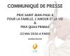 Remise des PRIX SAINT JEAN-PAUL II & PRIX QUAS PRIMAS en présence de son éminence le cardinal Burke