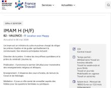 France Travail, financé par vos cotisations, publie des offres pour recruter des imams