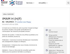 France Travail, financé par vos cotisations, publie des offres pour recruter des imams